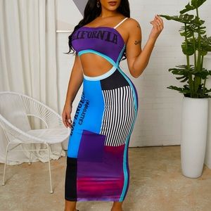 Women’s Multicolor spaghetti strap maxi summer dress size medium